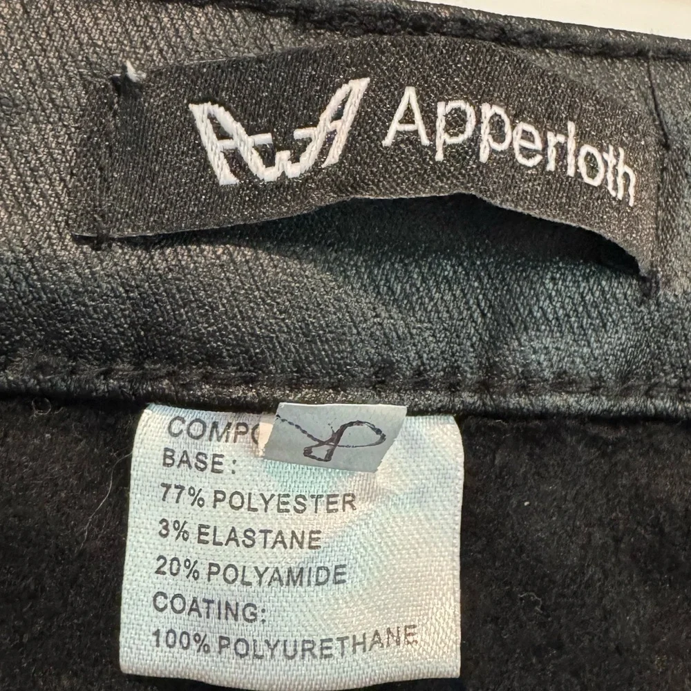 🔵 NWT Apperloth Womens Black Coated High Rise Skinny Ankle Pants Size Medium